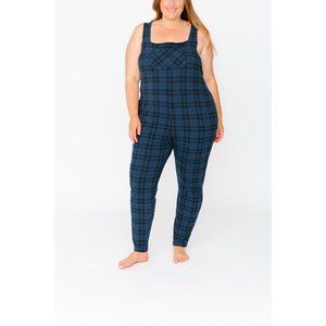 SMASH + TESS NAVY BLUE TARTAN PLAID ROMPERALLS JUMPSUIT WOMEN'S PLUS SIZE 2XL